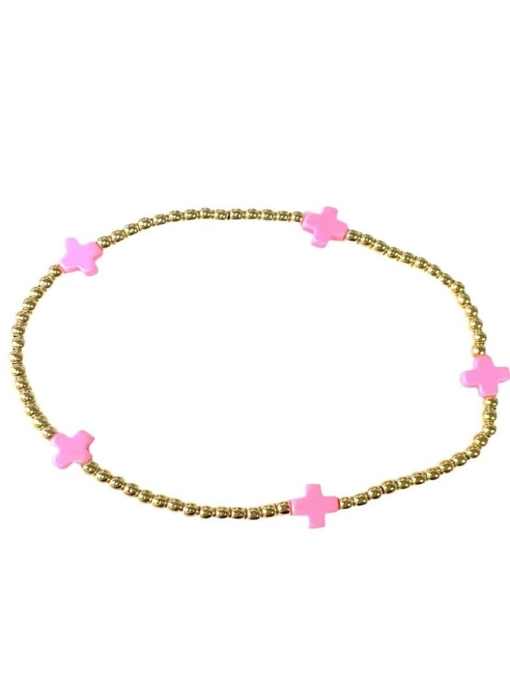 New Enewton Bright Pink Signature Small Cross 14kt Gold-filled 2mm Bracelet